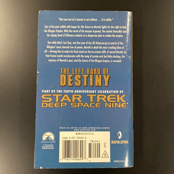 Star Trek Deep Space Nine: The Left Hand of Destiny Book Two - Paperback Novel - Picture 2 of 8